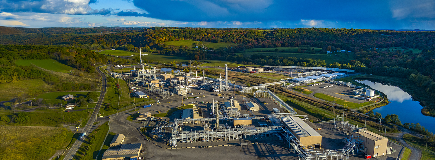 An aerial view of an MPLX facility